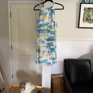 Tori Richard Blue and Yellow Tropical Dress